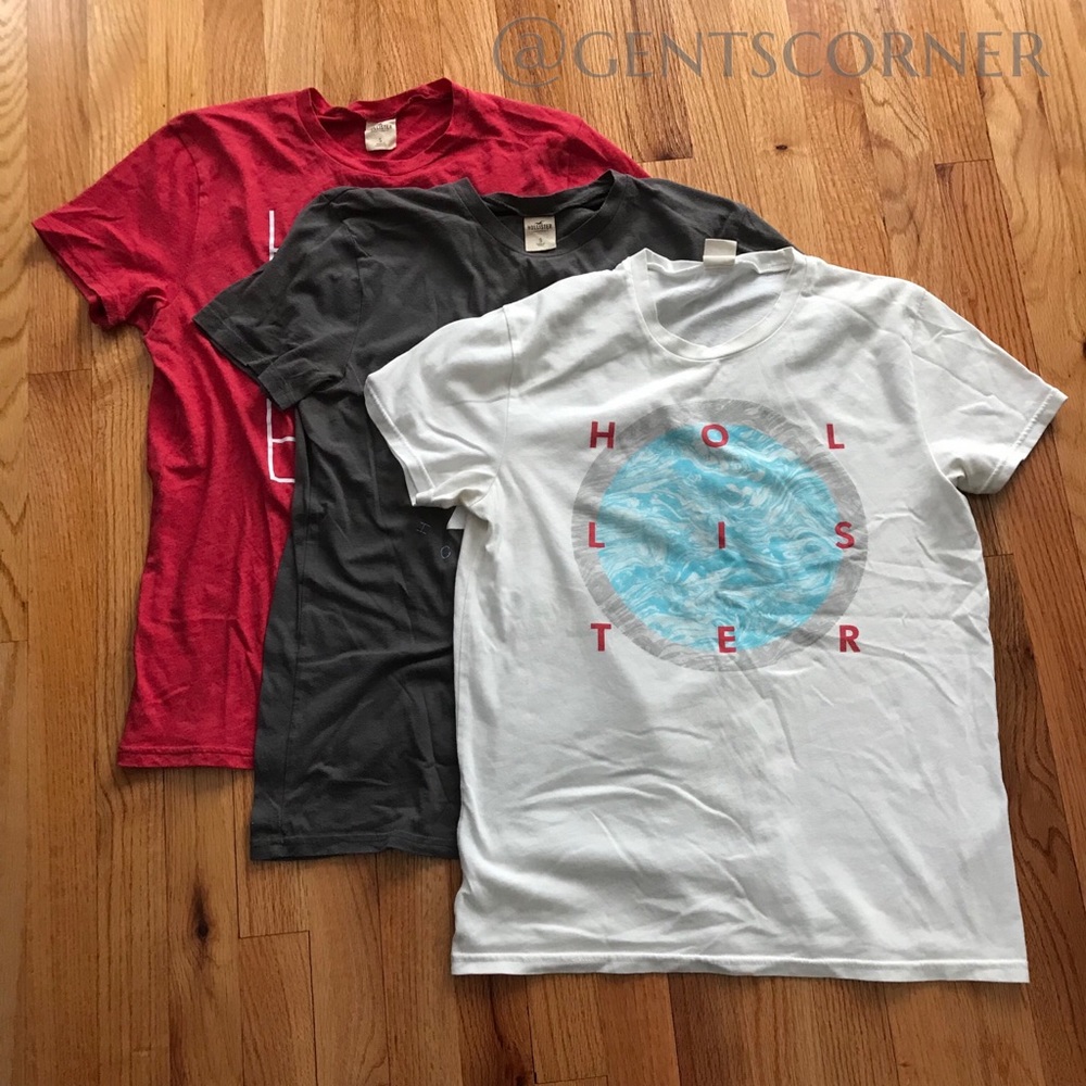 Hollister Red and Gray Short Sleeve Tees